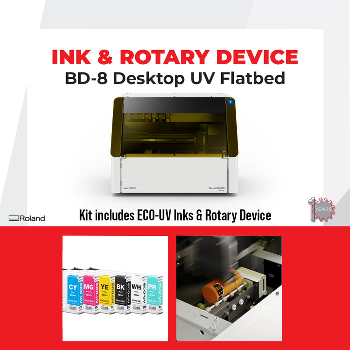 Roland DG BD-8 and BD12 desktop flatbed UV printer