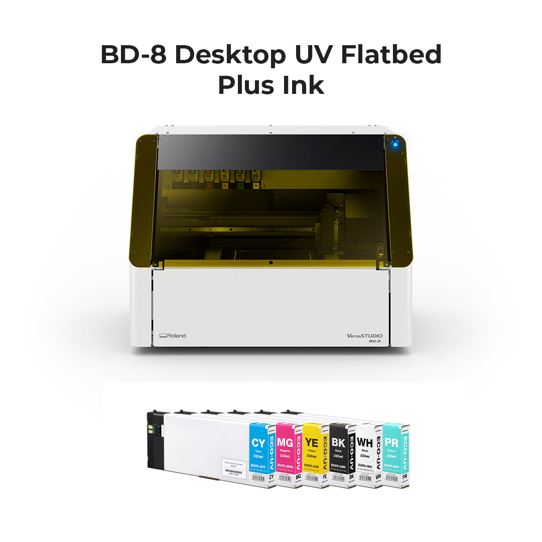 Roland DG BD-8 and BD12 desktop flatbed UV printer