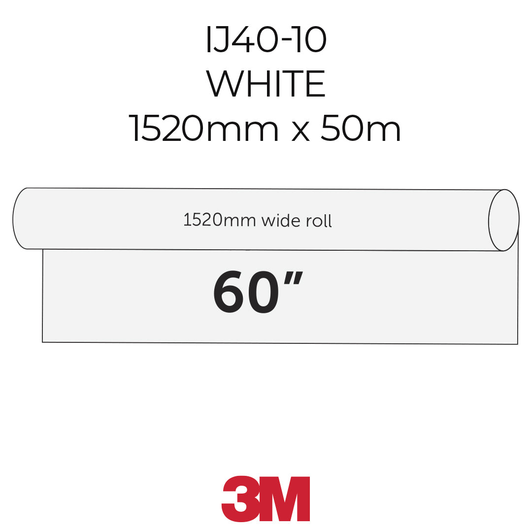 White roll of material with dimensions and 3M logo on a white background