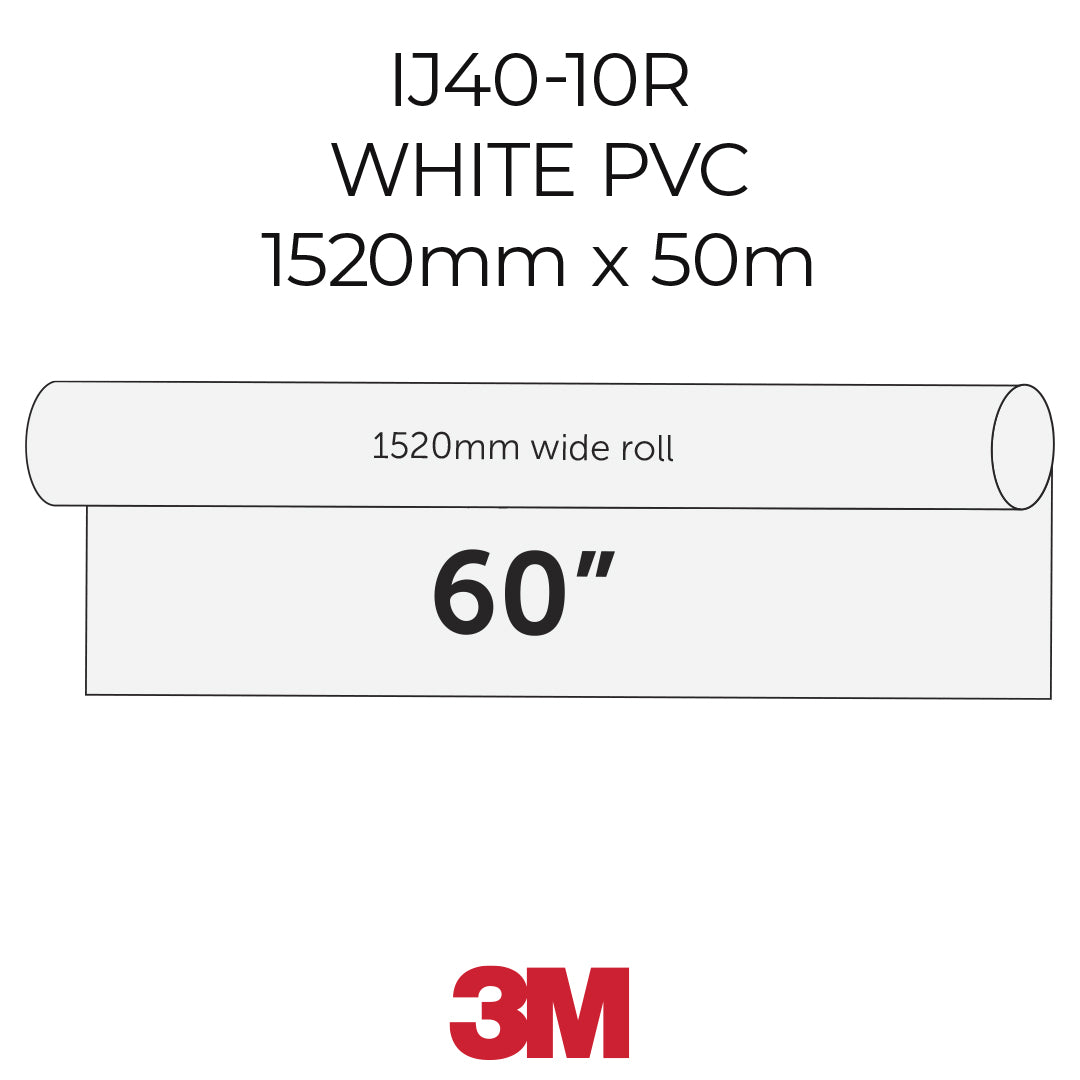 White PVC roll with dimensions and 3M logo on a white background