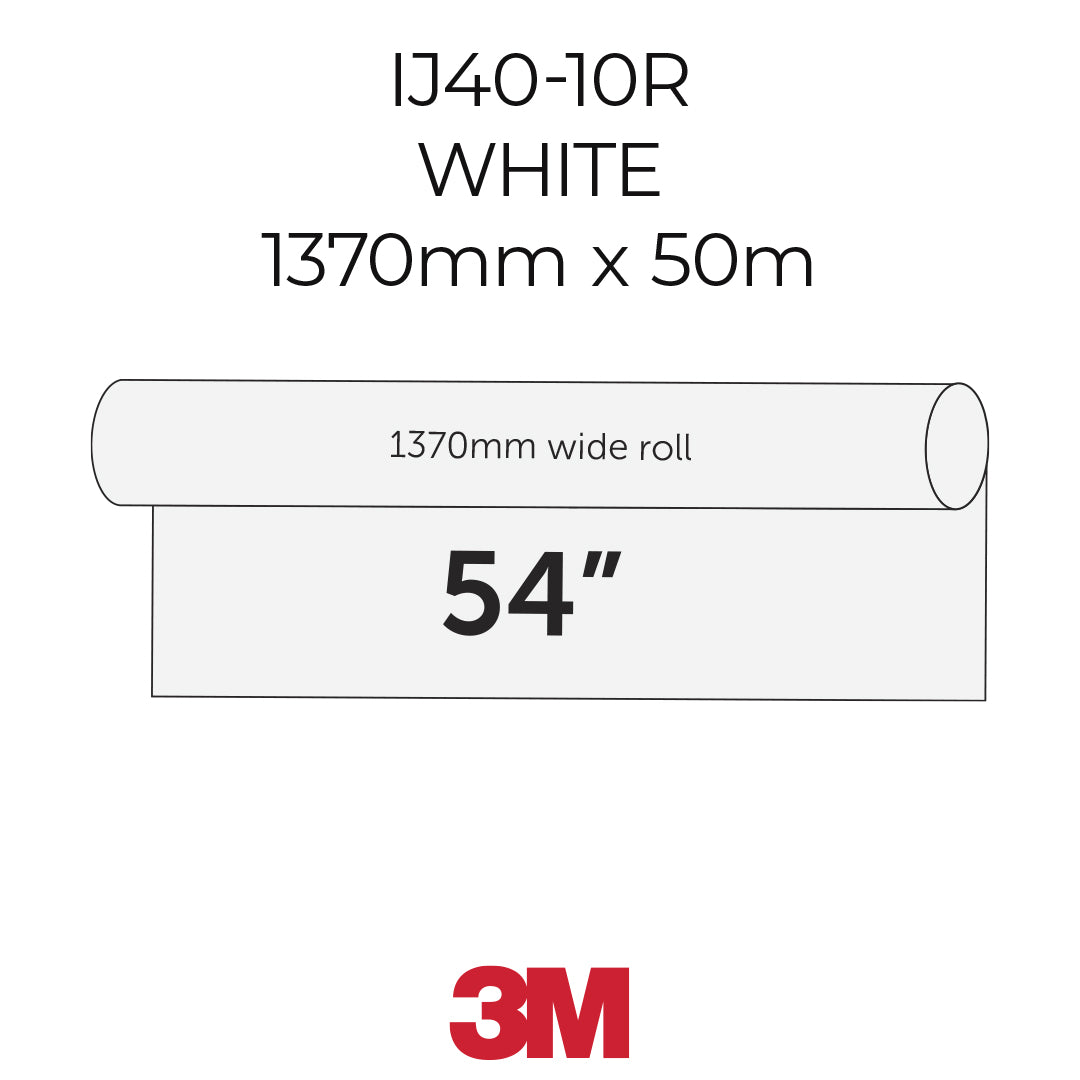White roll of paper with dimensions and 3M logo on a white background