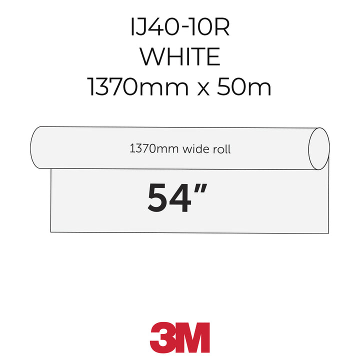 White roll of paper with dimensions and 3M logo on a white background