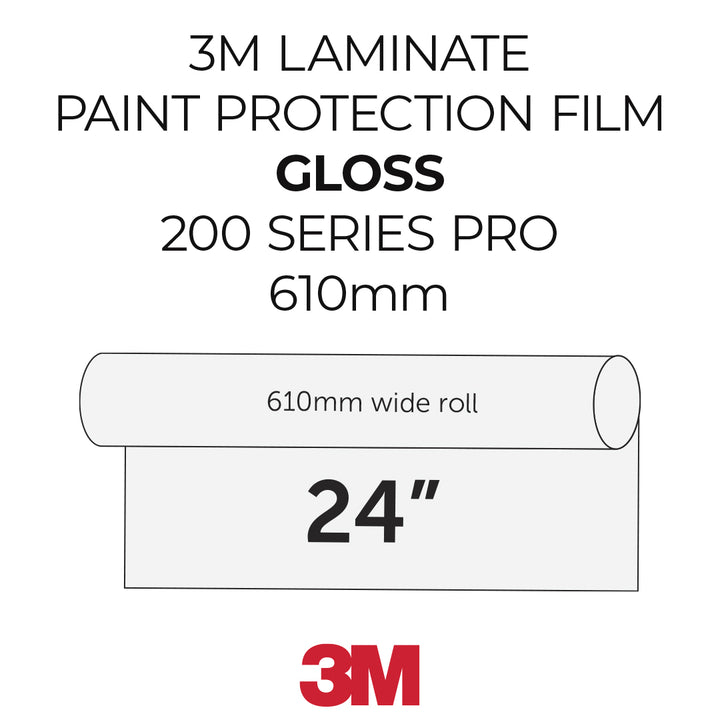 3M laminate paint protection film 200 Series Pro with a 610mm wide roll on a white background