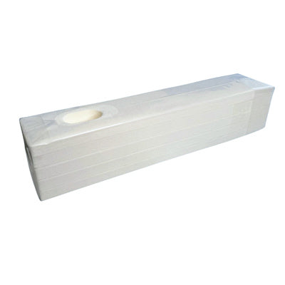 A white rectangular drain pad, likely made of plastic, with a hole in the center for waste liquid collection.