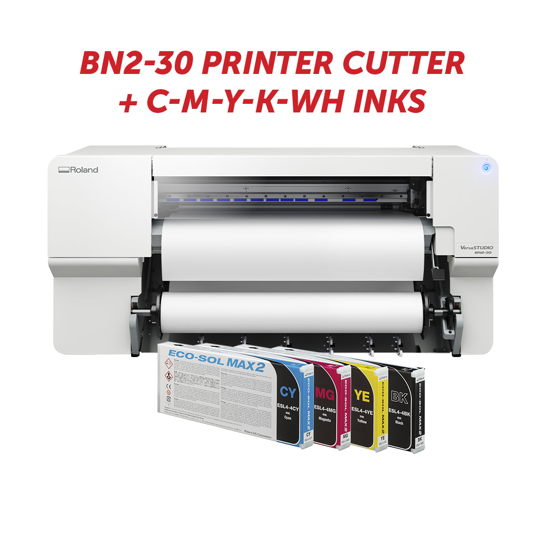 Roland DG BN2-30 Printer Cutter PLUS Cyan Magenta Yellow K Black White Inks 