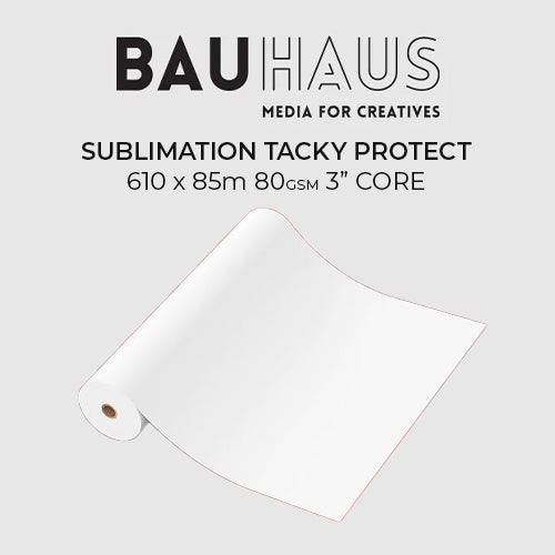Bauhaus sublimation tacky protect material on a white background