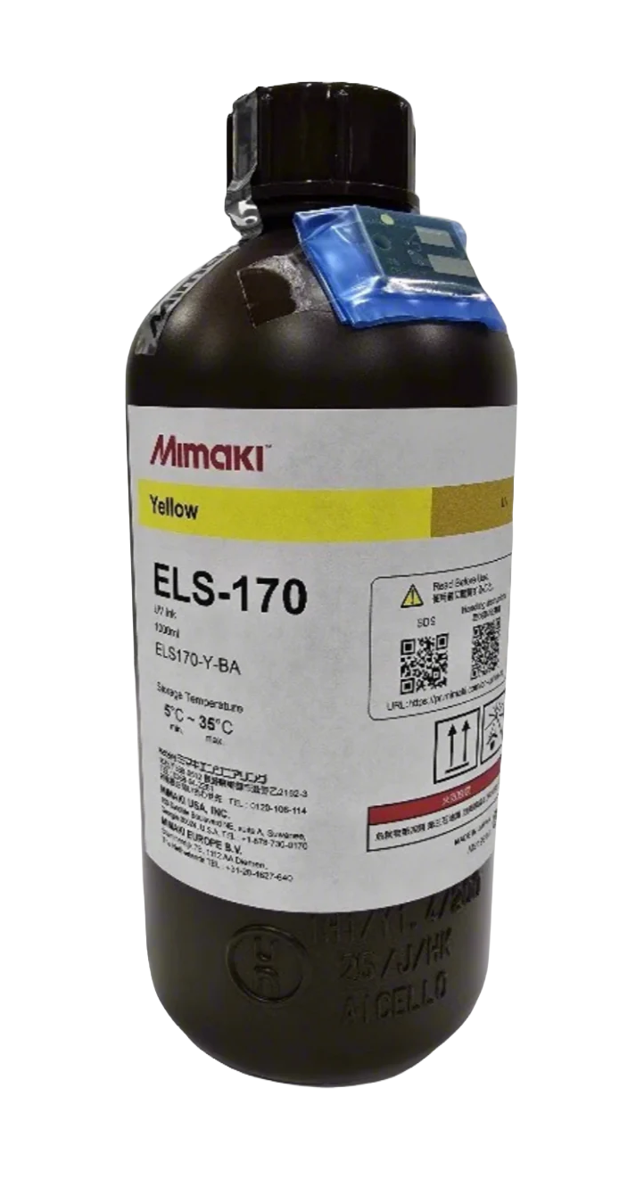 A bottle of Mimaiki Yellow EL5170 Y-BA EL5170 liquid, featuring a dark brown bottle, black cap, and a white label with yellow and black text, set against a plain white background.