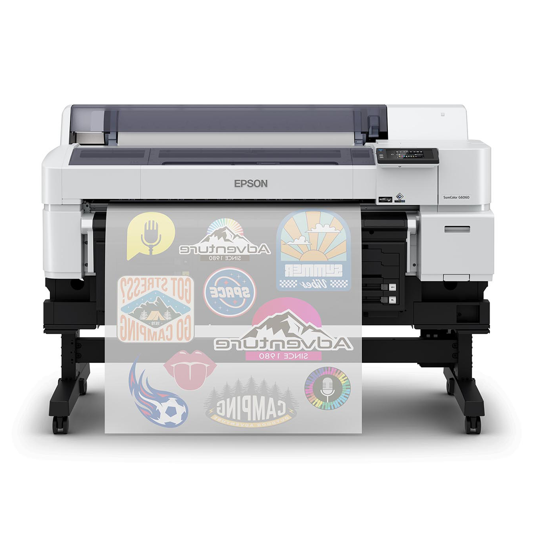 Epson printer with colorful design on a white background