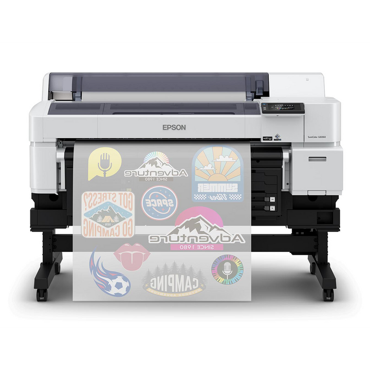 Epson printer with colorful design on a white background