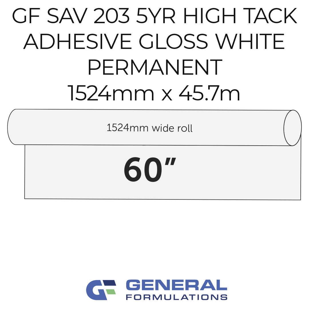 Roll of adhesive tape with specifications and General Formulations logo on a white background