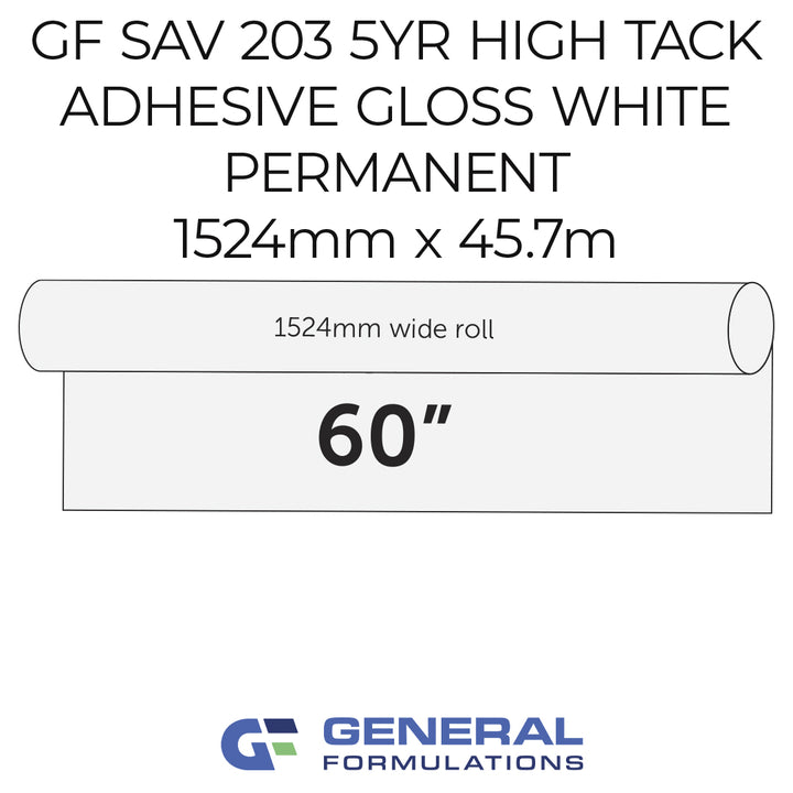 Roll of adhesive tape with specifications and General Formulations logo on a white background