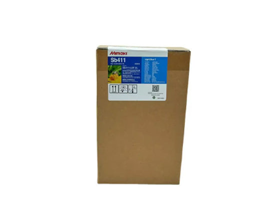 A brown cardboard box of Mimaki SB411 Light cyan dye sublimation ink, shown against a plain white background.