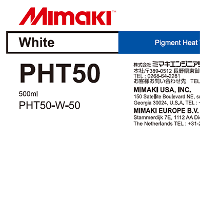 Mimaki PHT50 white pigment heat transfer ink label